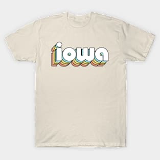 Iowa - Retro Rainbow Typography Faded Style T-Shirt